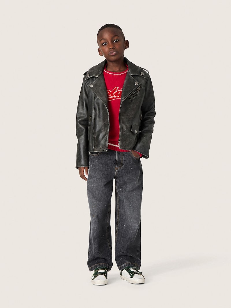 Golden Goose - Kids&rsquo; sweater in red cotton with embroidered logo in 