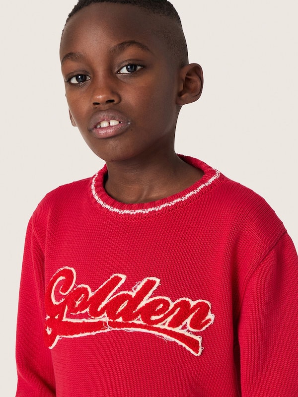 Golden Goose - Kids&rsquo; sweater in red cotton with embroidered logo in 