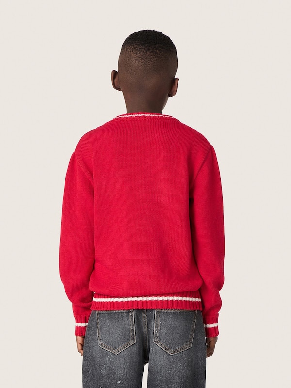 Golden Goose - Kids&rsquo; sweater in red cotton with embroidered logo in 