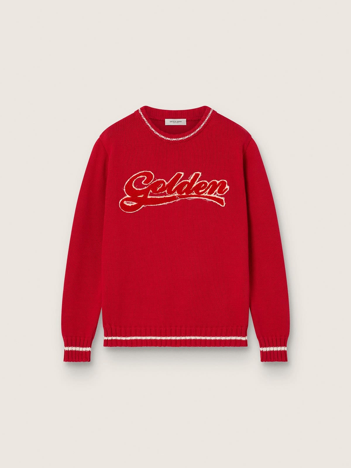Golden Goose - Kinderpullover aus roter Baumwolle mit Sticklogo in 