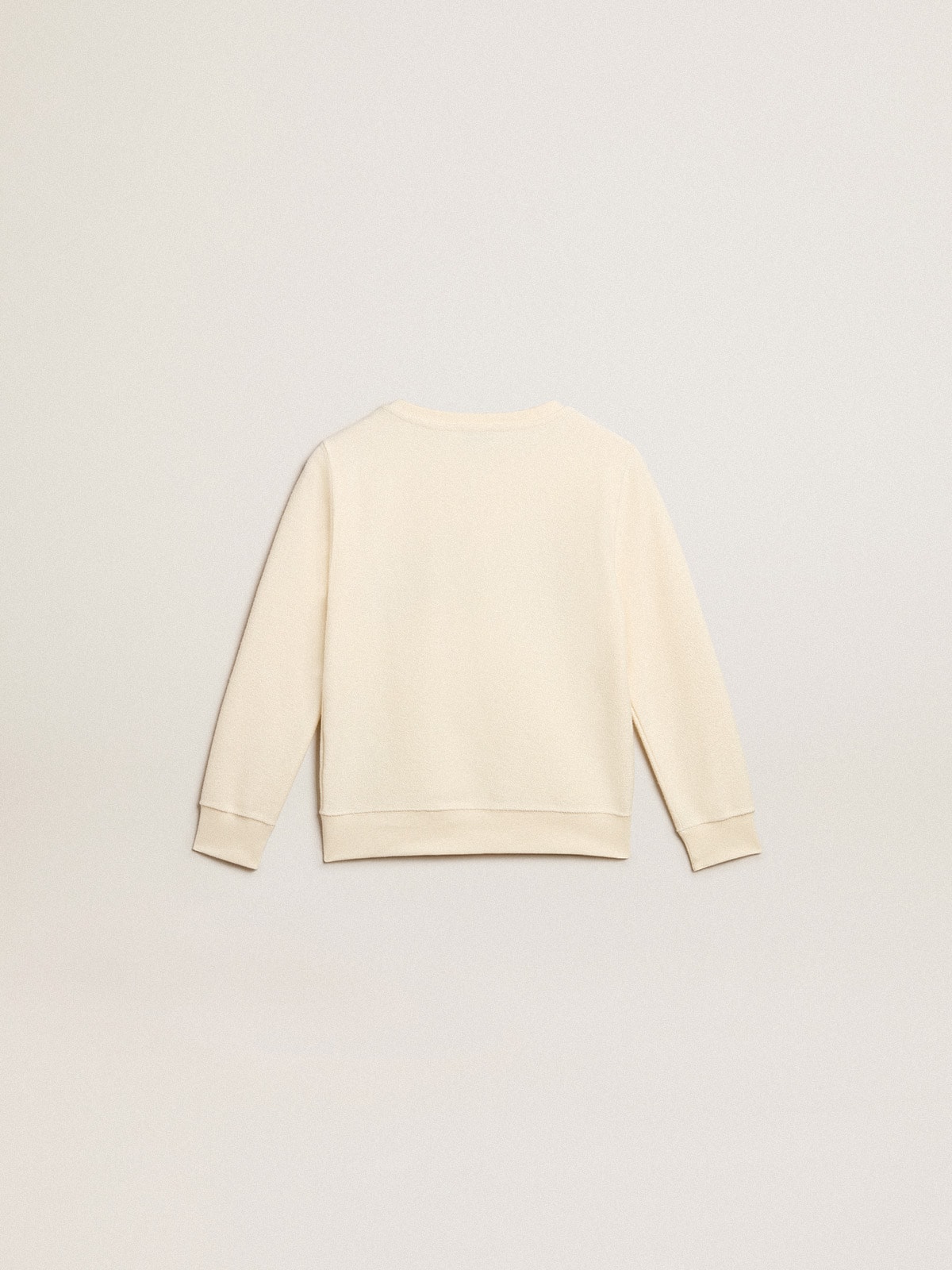 Golden Goose - Sweatshirt in Lived-in-White mit mehrfarbigem „Golden“-Schriftzug auf der Vorderseite in 