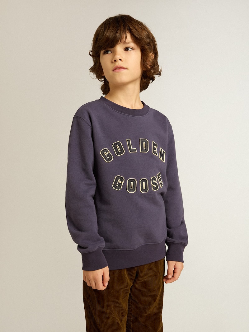 Golden Goose - Sudadera de color azul violeta con mensaje Golden Goose en el delantero in 