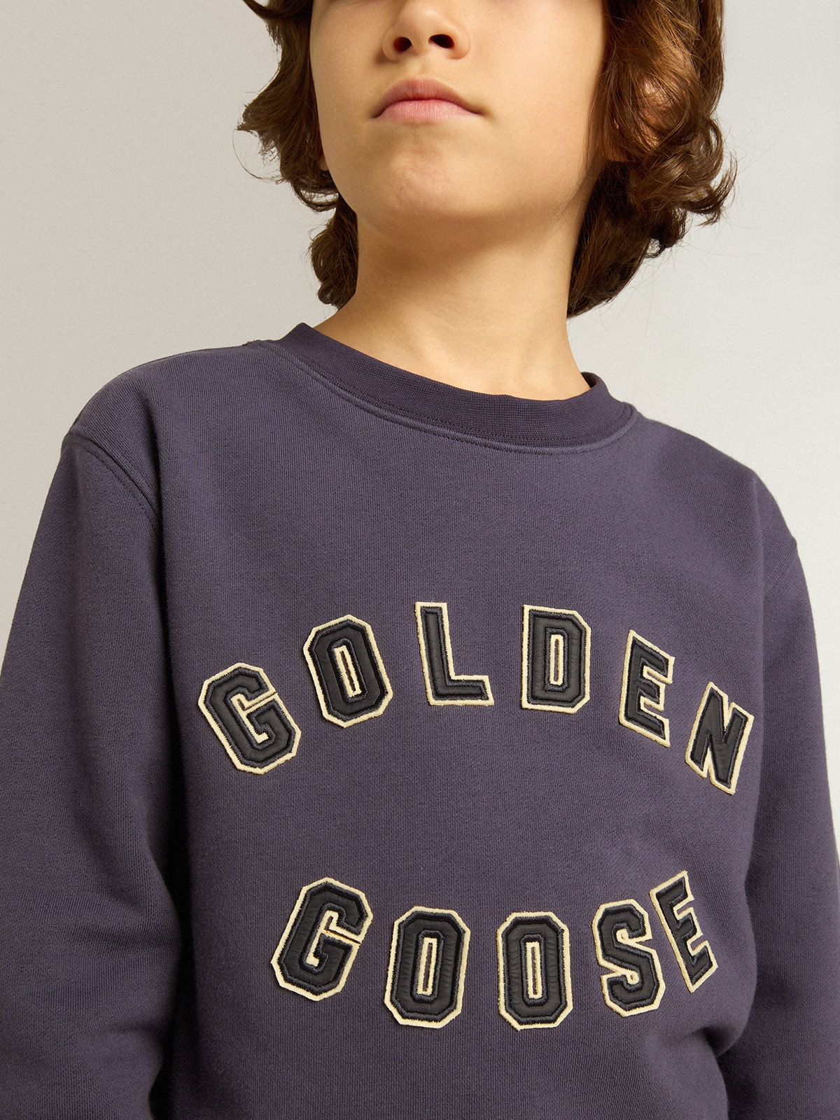 Golden Goose - Blue-violet sweatshirt with Golden Goose lettering on the front in 