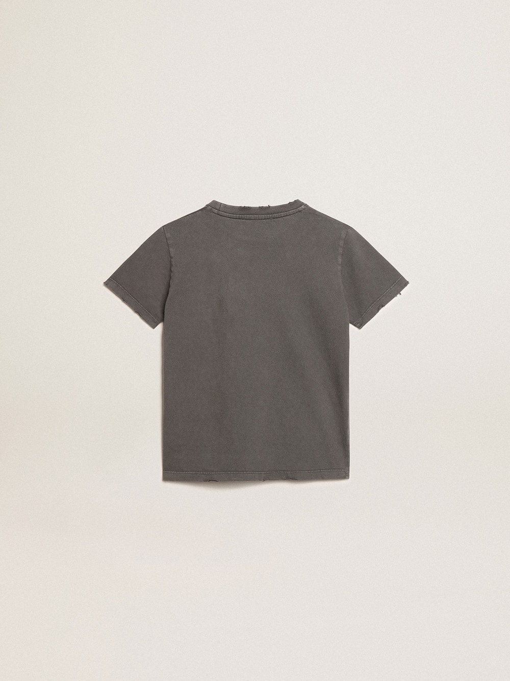 Golden Goose - T-shirt di colore grigio da bambino dal trattamento distressed in 