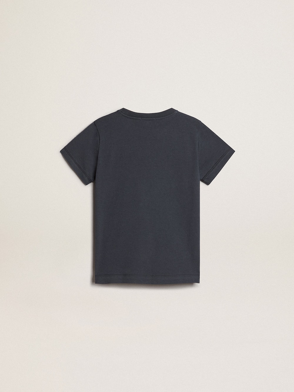 Golden Goose - T-shirt da bambino in cotone blu con stampa al centro in 