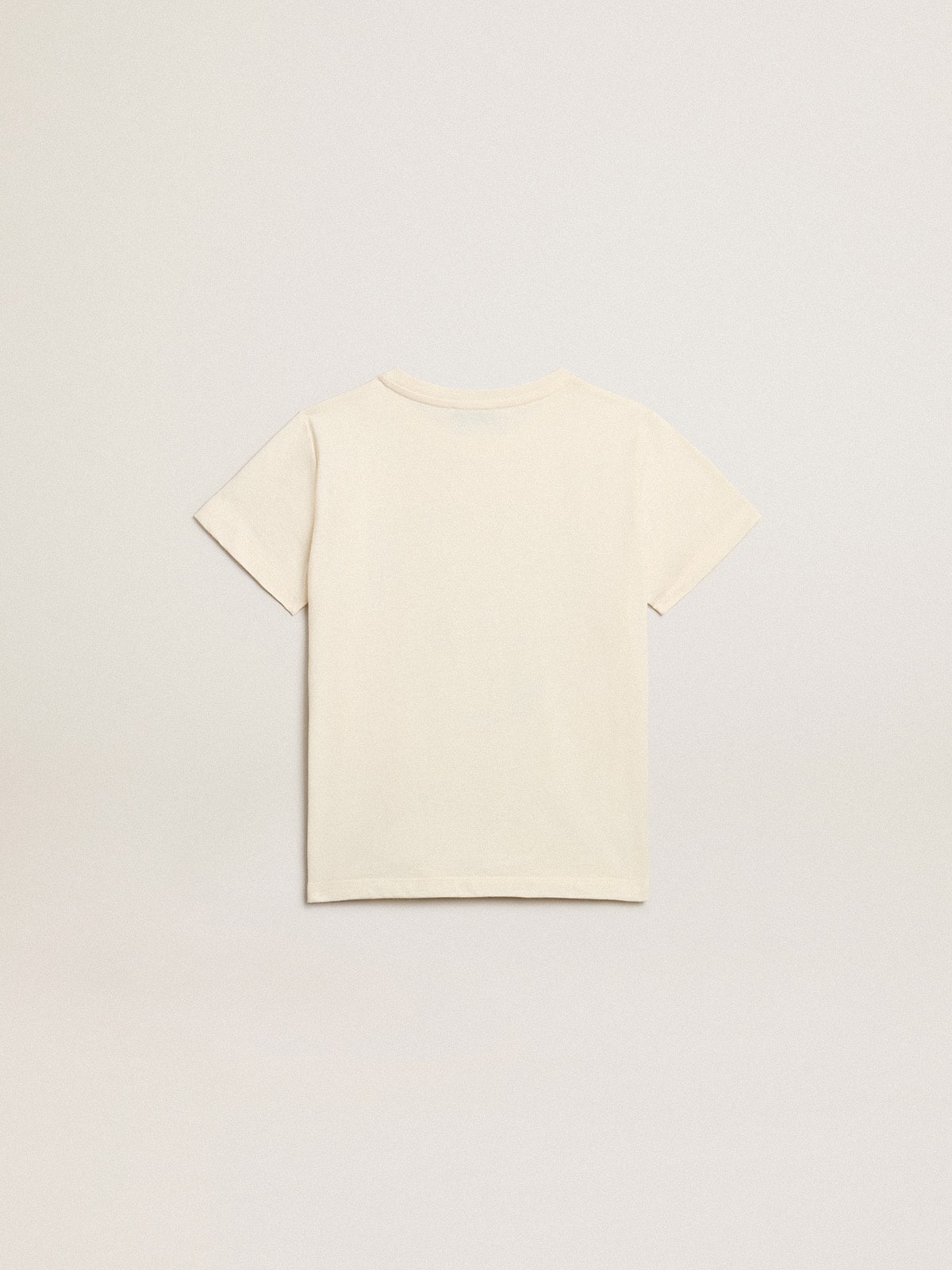 Golden Goose - Cotton T-shirt in aged white with faded print at the center in 