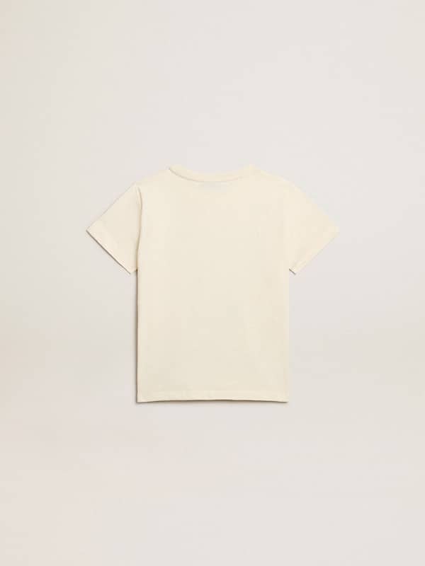 Golden Goose - Cotton T-shirt in aged white with faded print at the center in 
