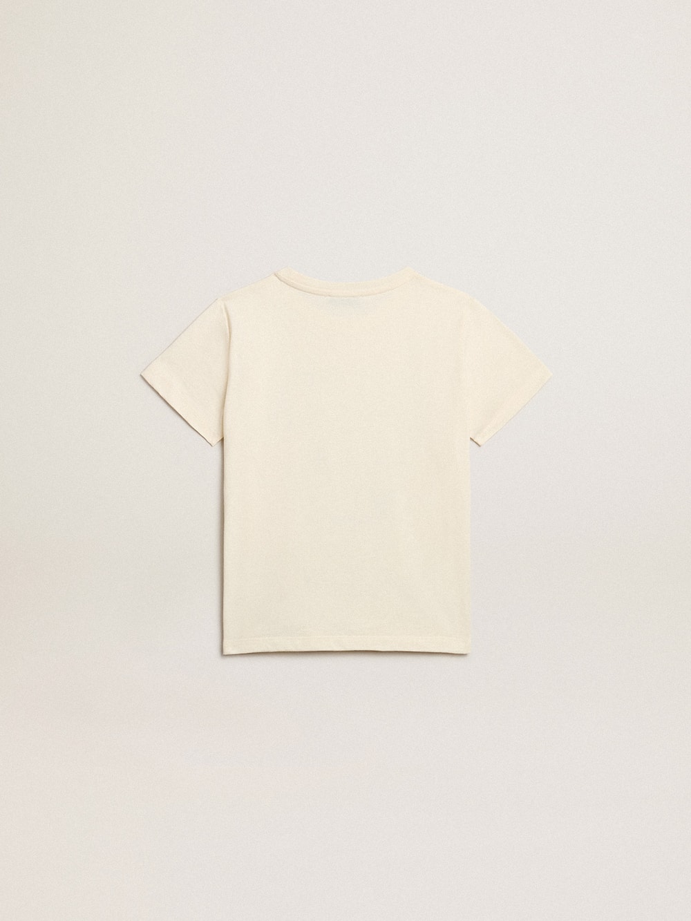 Golden Goose - Camiseta de niño de algodón blanco envejecido con estampado descolorido en el centro in 