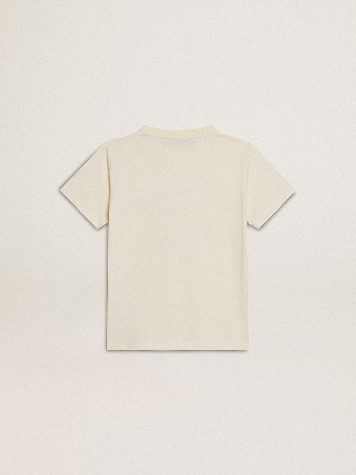 Golden Goose - Camiseta infantil masculina branco usado com escrita multicolorida in 