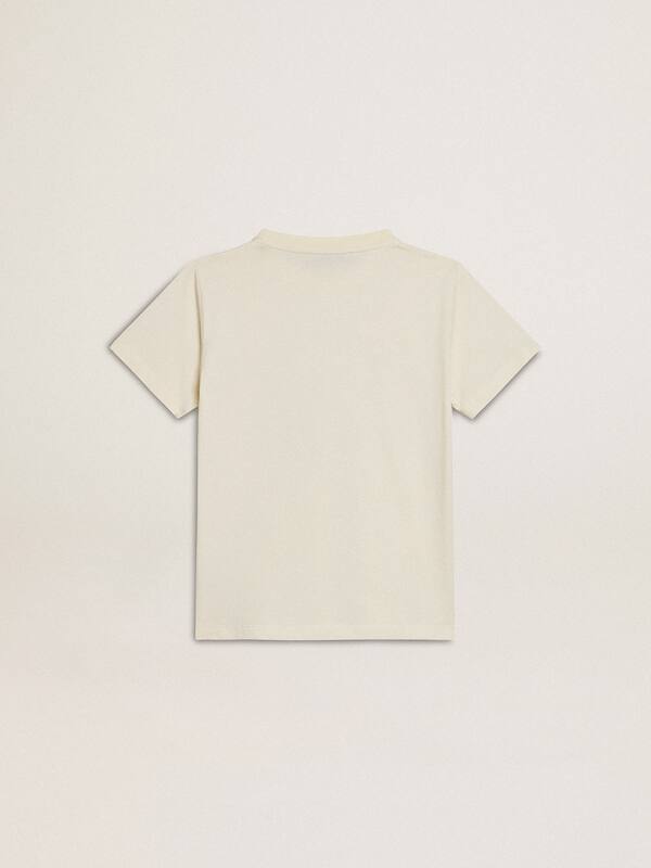 Golden Goose - Boys’ T-shirt in worn white with multicolor lettering in 