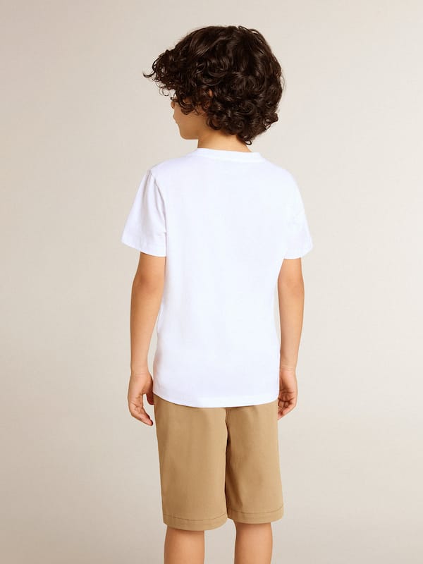 Golden Goose - Boys' white T-shirt with multicolored Golden print in 
