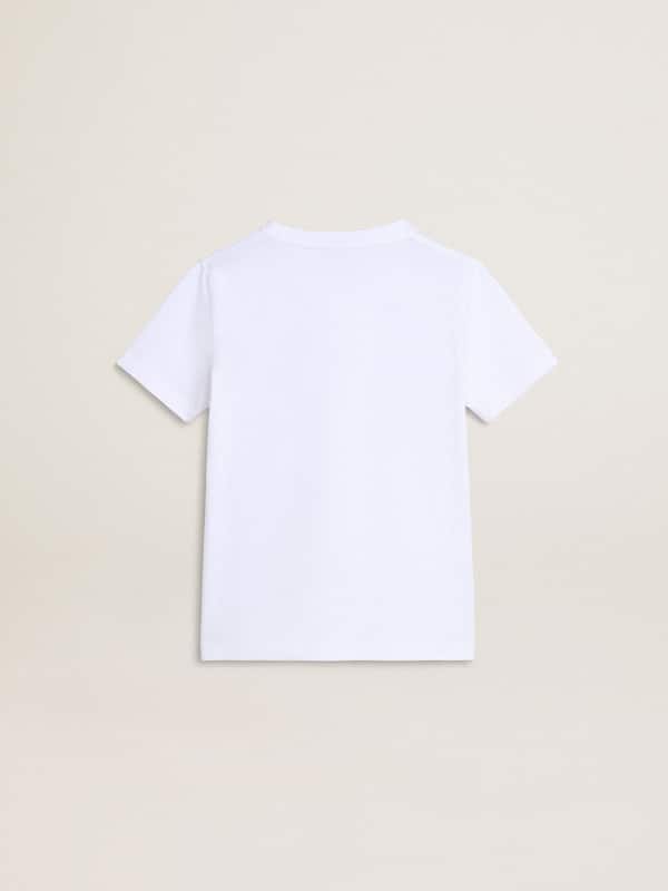 Golden Goose - Boys' white T-shirt with multicolored Golden print in 