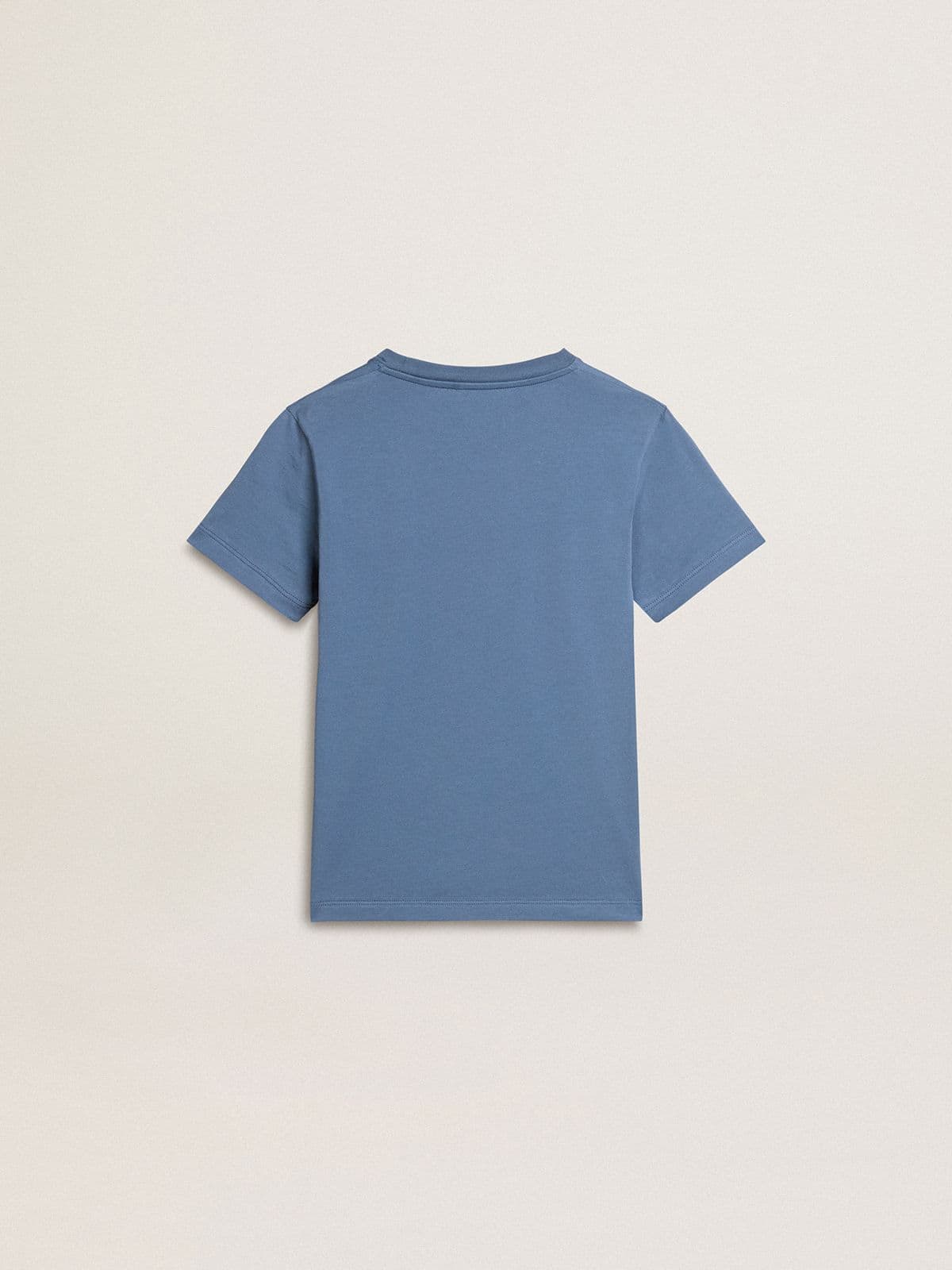 Golden Goose - T-shirt bleu clair pour garçon avec imprimé blanc in 
