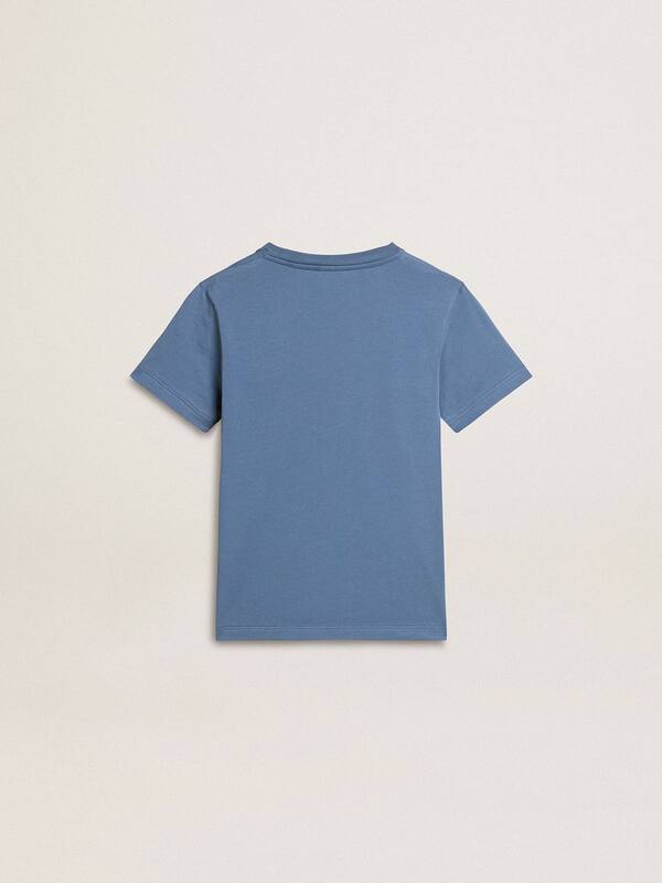 Golden Goose - Boys' blue T-shirt with white print in 