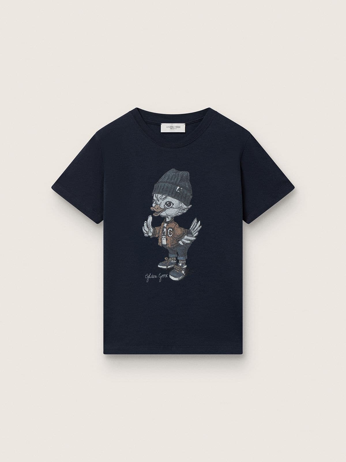 Golden Goose - T-Shirt Journey für Jungen aus blauem Baumwolljersey mit Maskottchen-Digitaldruck in 