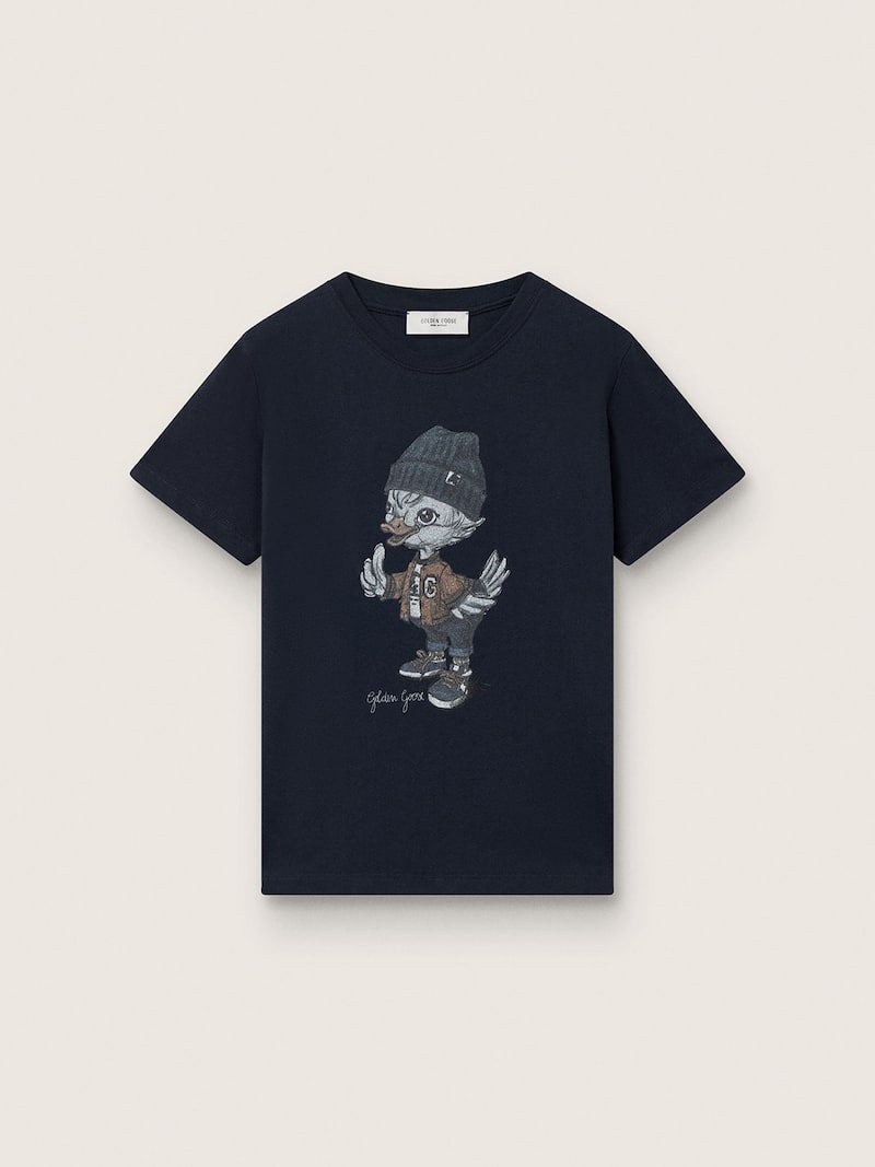 T-Shirt Journey für Jungen aus blauem Baumwolljersey mit Maskottchen-Digitaldruck