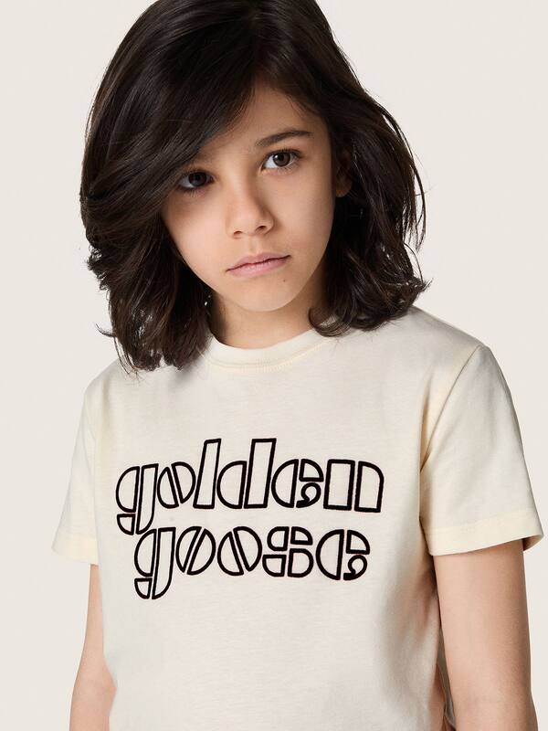 Golden Goose - Journey boys’ T-shirt in white cotton jersey with logo in 