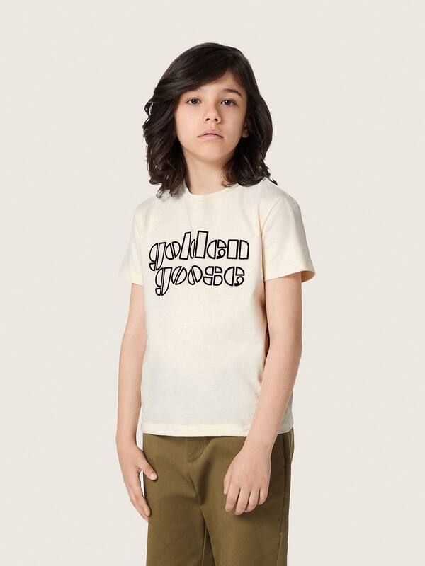 Golden Goose - Journey boys’ T-shirt in white cotton jersey with logo in 