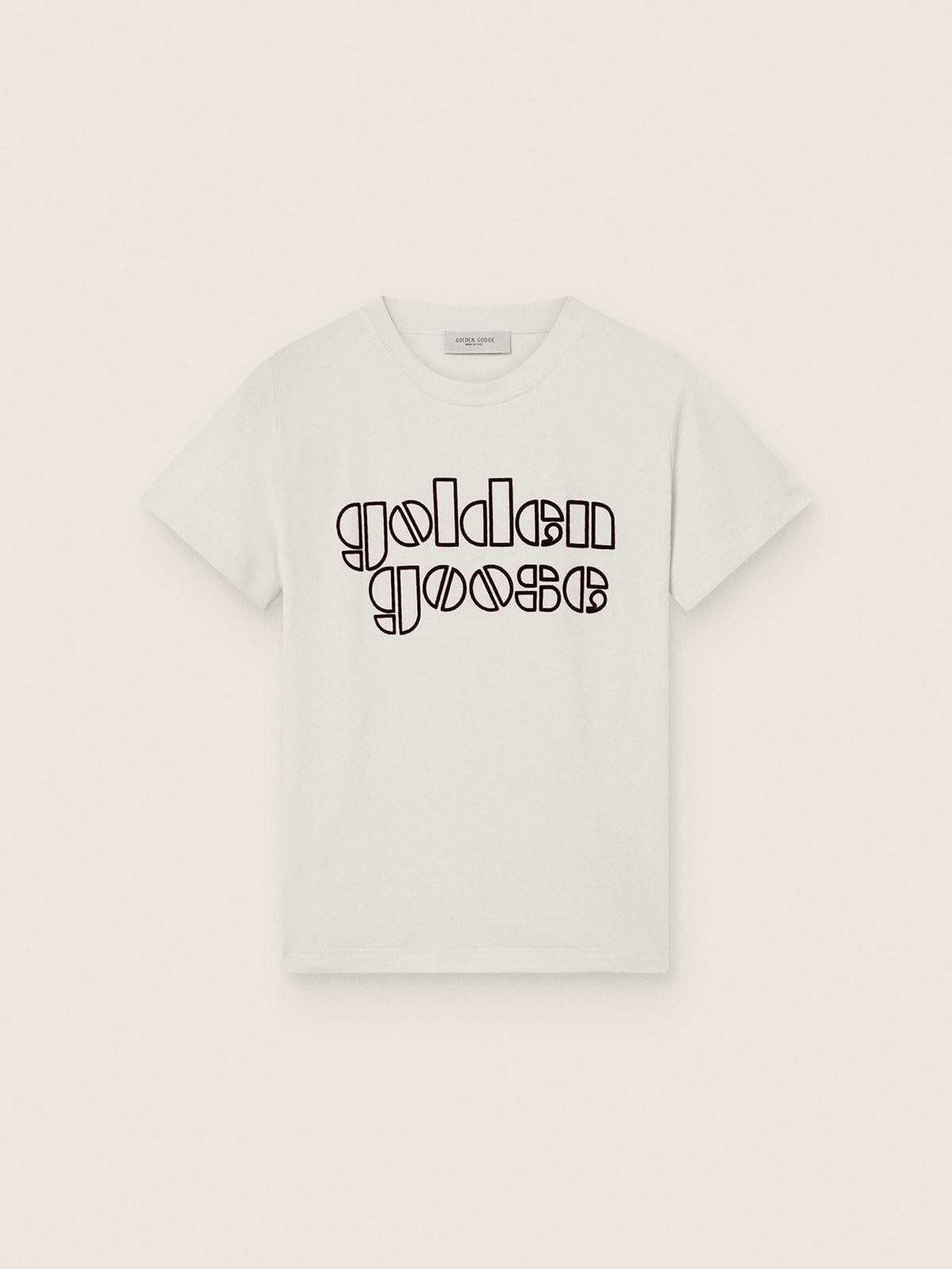 Golden Goose - Journey boys’ T-shirt in white cotton jersey with logo in 
