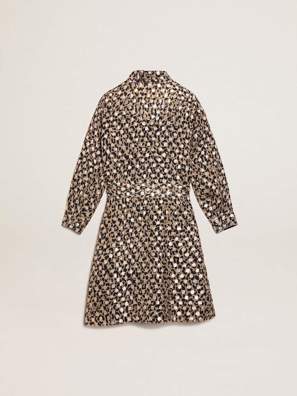 Golden Goose - Girls’ shirt dress with animal print and gold plumetis in 