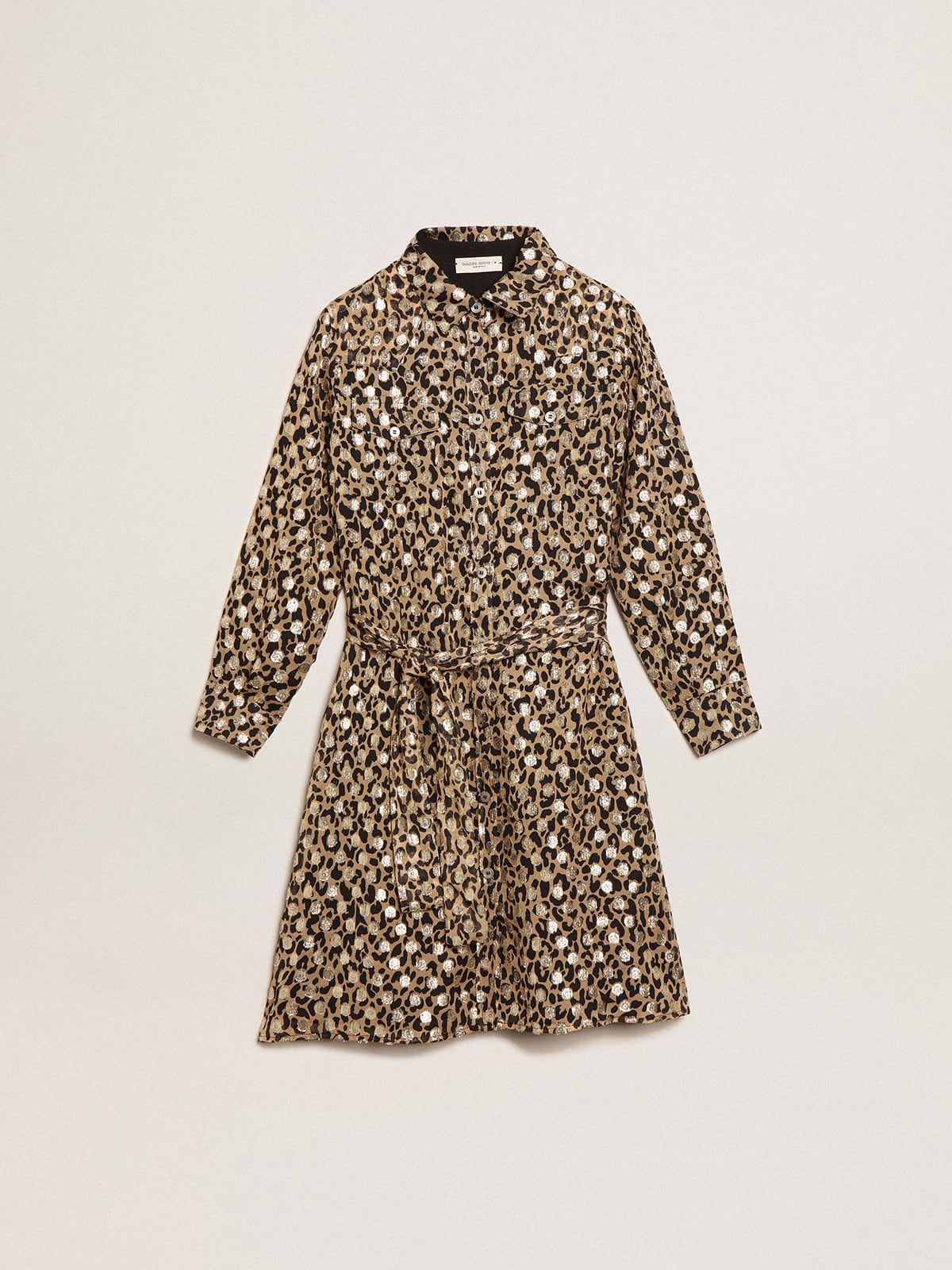 Golden Goose - Vestido chemise infantil feminino com estampa animal print e fio coupé in 