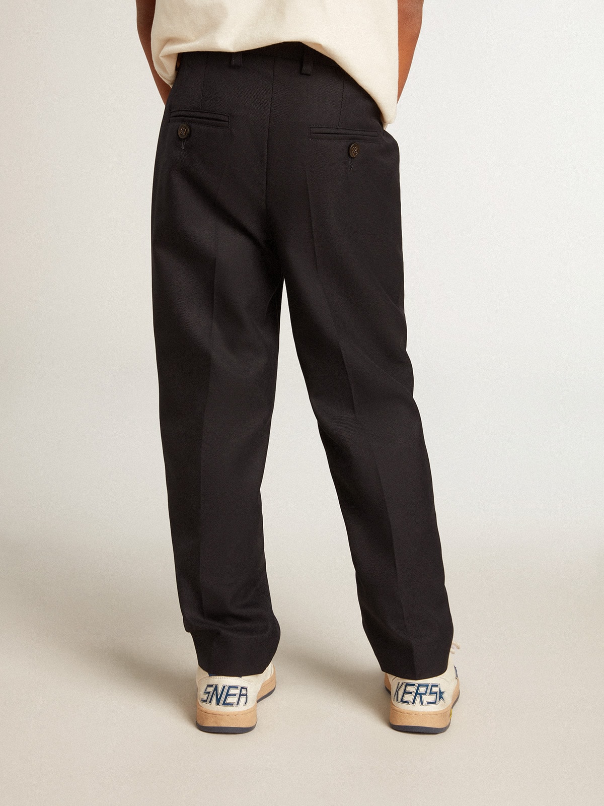 Golden Goose - Pantalone da bambino in lana blu scuro in 