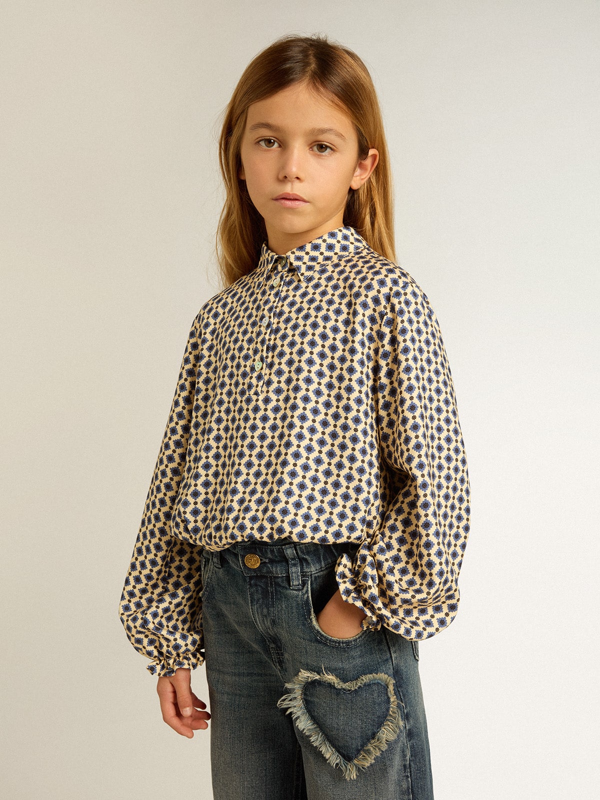 Golden Goose - Girls' polo shirt with geometric print in 