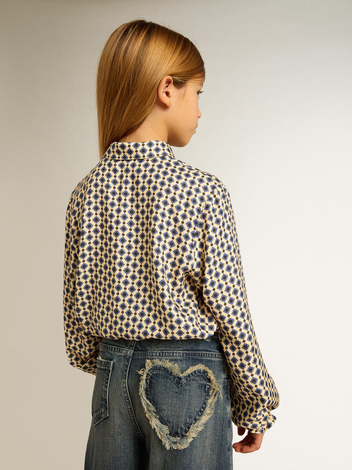 Golden Goose - Polo camicia da bambina con stampa geometrica in 