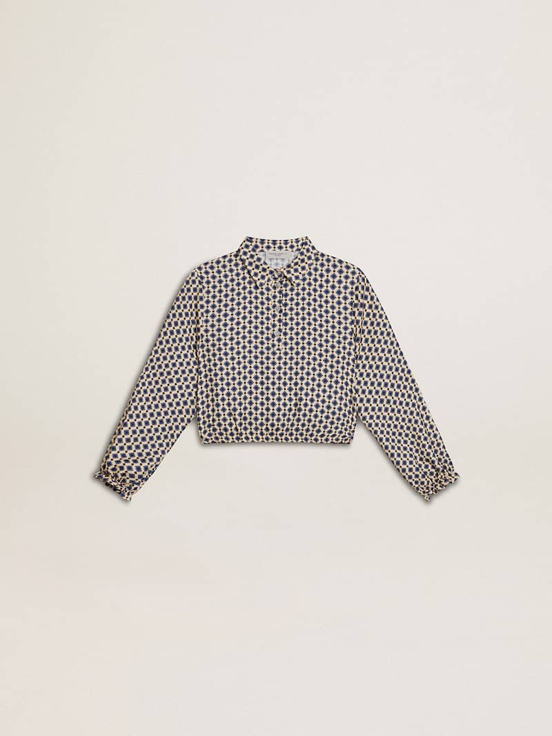 Girls' polo shirt with geometric print