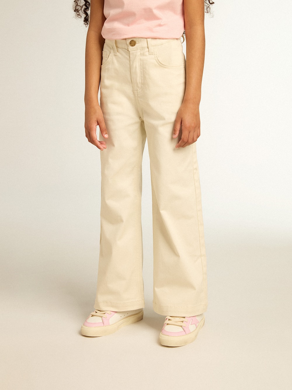 Golden Goose - Girls’ cotton pants in aged white  in 