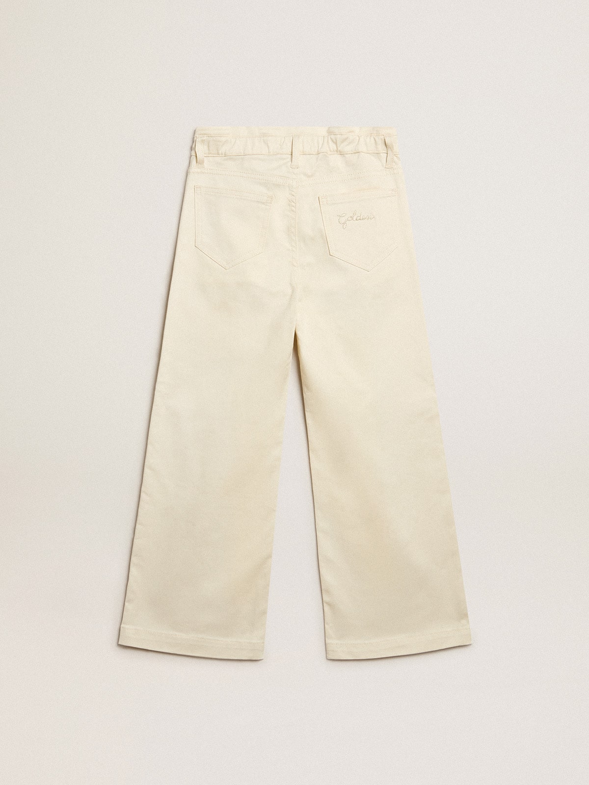 Golden Goose - Pantalon fille en coton blanc vieilli  in 