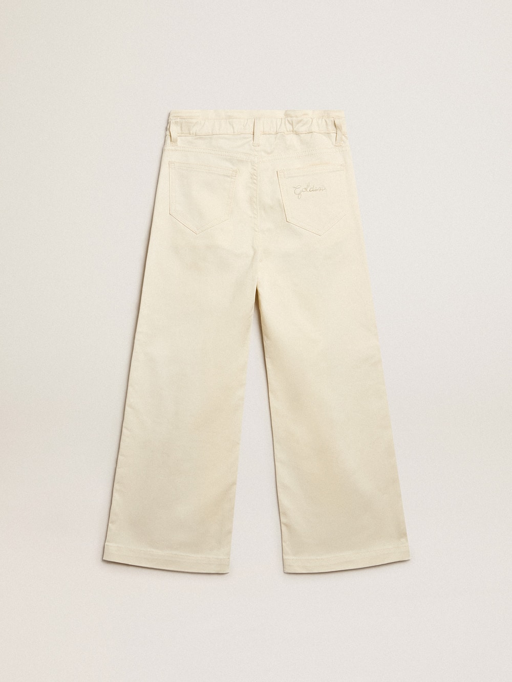 Golden Goose - Pantalón de niña en algodón de color blanco envejecido  in 