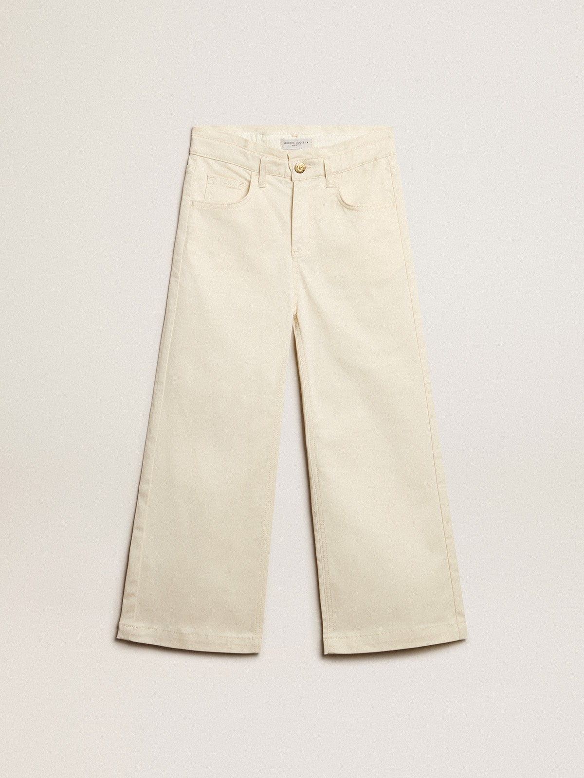 Golden Goose - Pantalon fille en coton blanc vieilli  in 