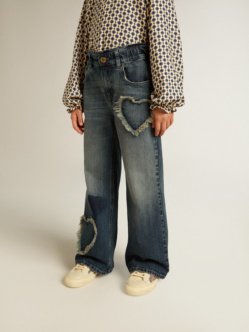 Golden Goose - M&auml;dchen-Jeans aus blauem Denim mit weitem Bein in 