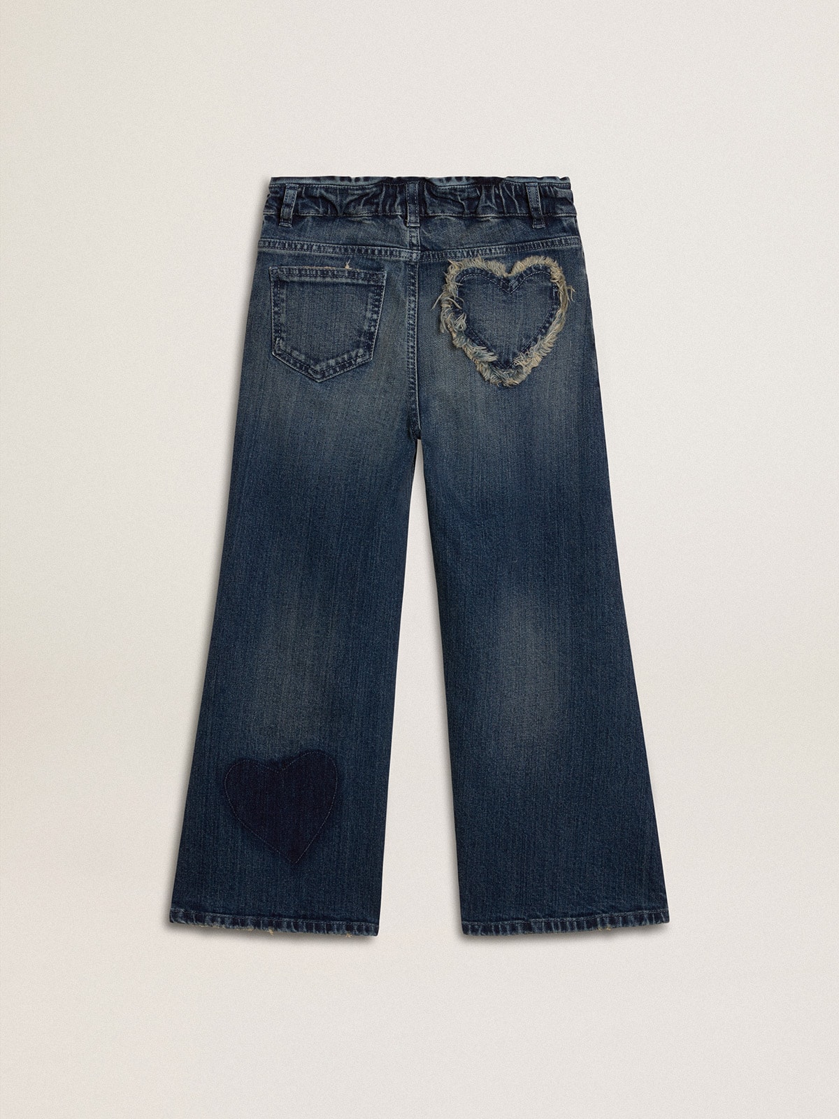 Golden Goose - Pantalone jeans da bambina in denim blu a gamba larga  in 