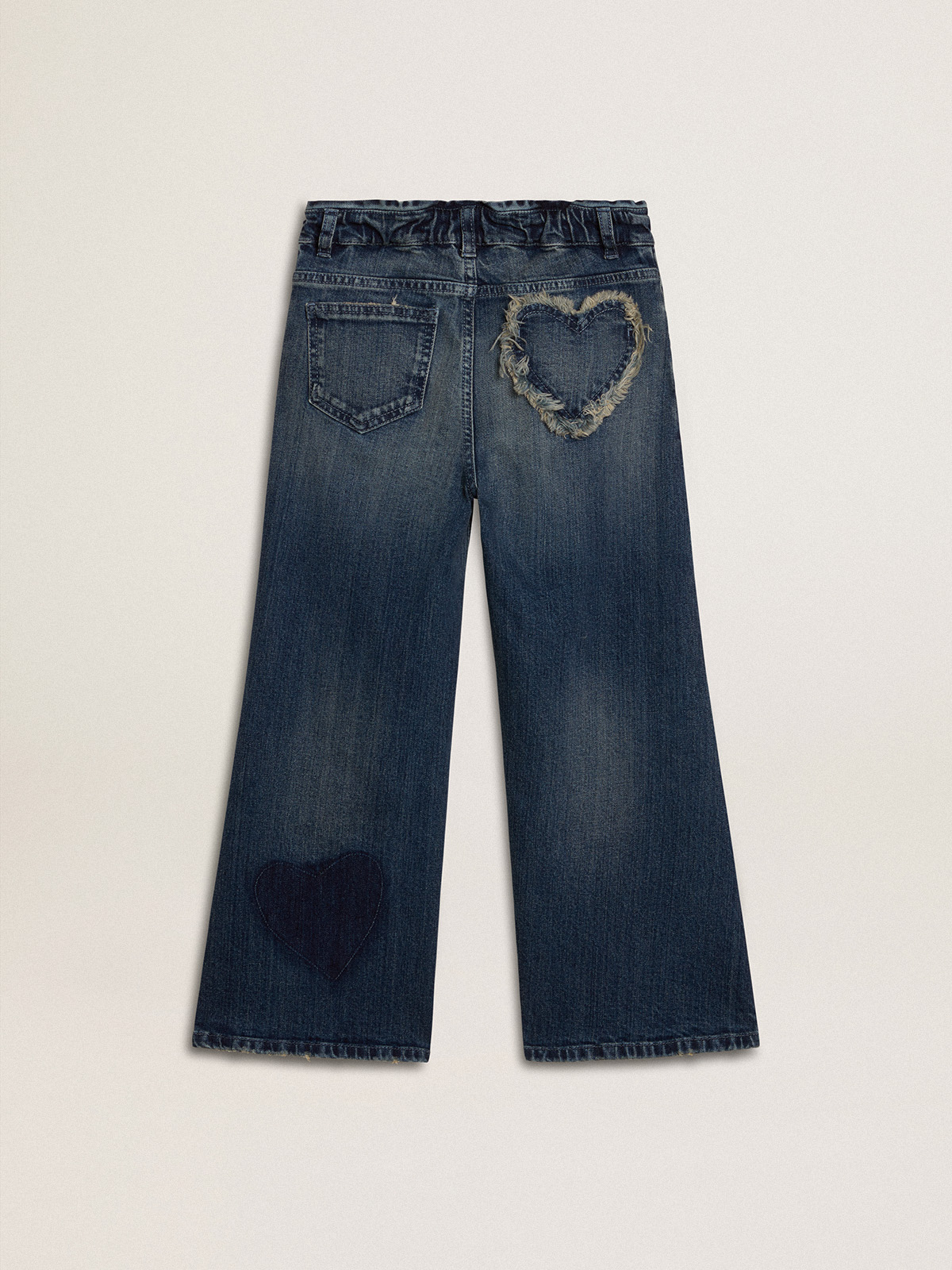 Golden Goose - Pantalón vaquero de niña en denim azul con pernera ancha in