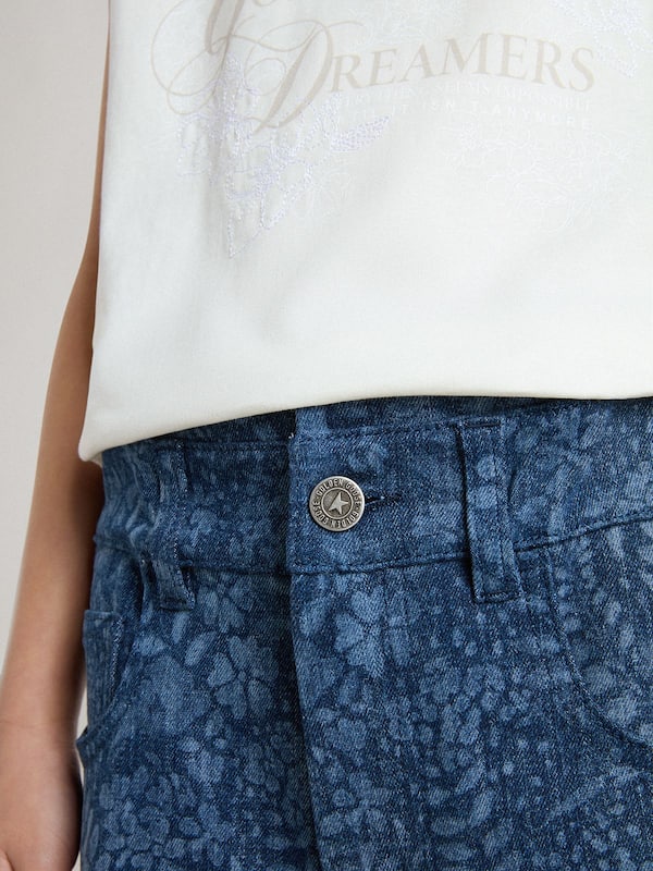 Golden Goose - Girls' medium wash wide jeans with print  in 