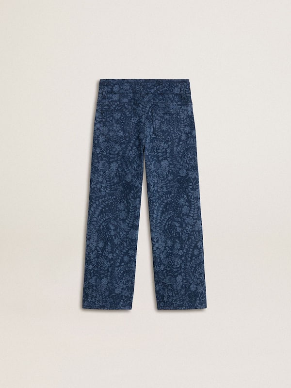Golden Goose - Girls' medium wash wide jeans with print  in 