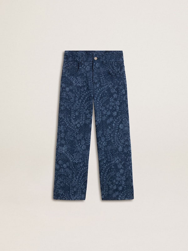Golden Goose - Girls' medium wash wide jeans with print  in 