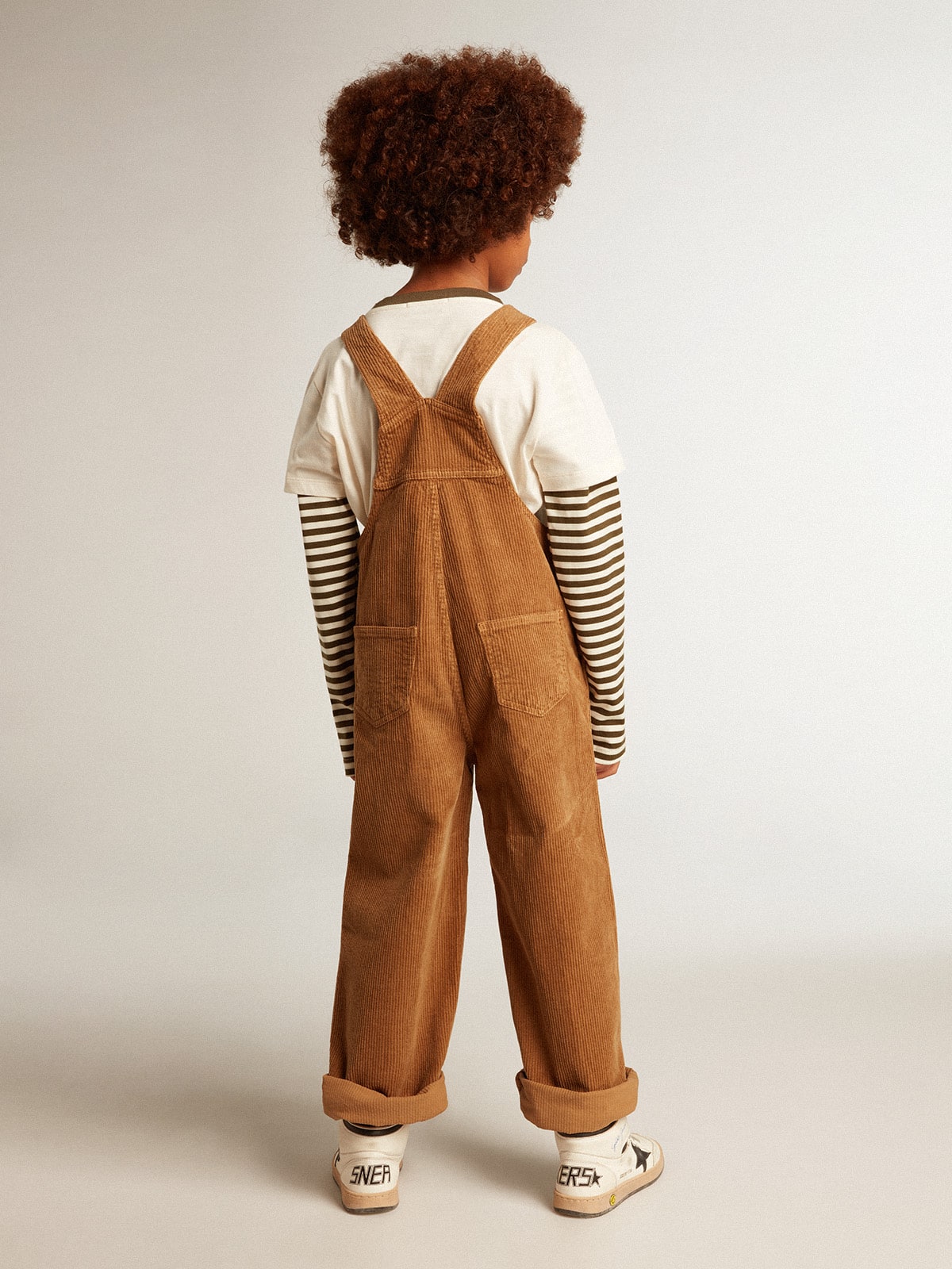 Golden Goose - Overalls in bark-colored velvet-effect cotton  in 