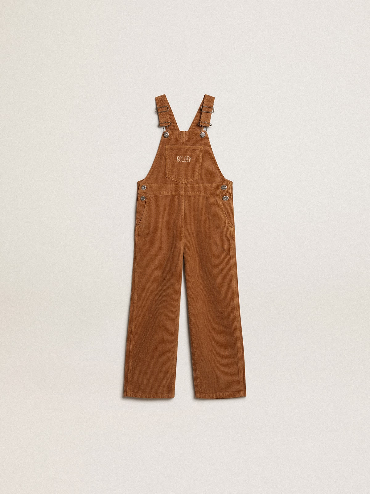 Golden Goose - Overalls in bark-colored velvet-effect cotton  in 