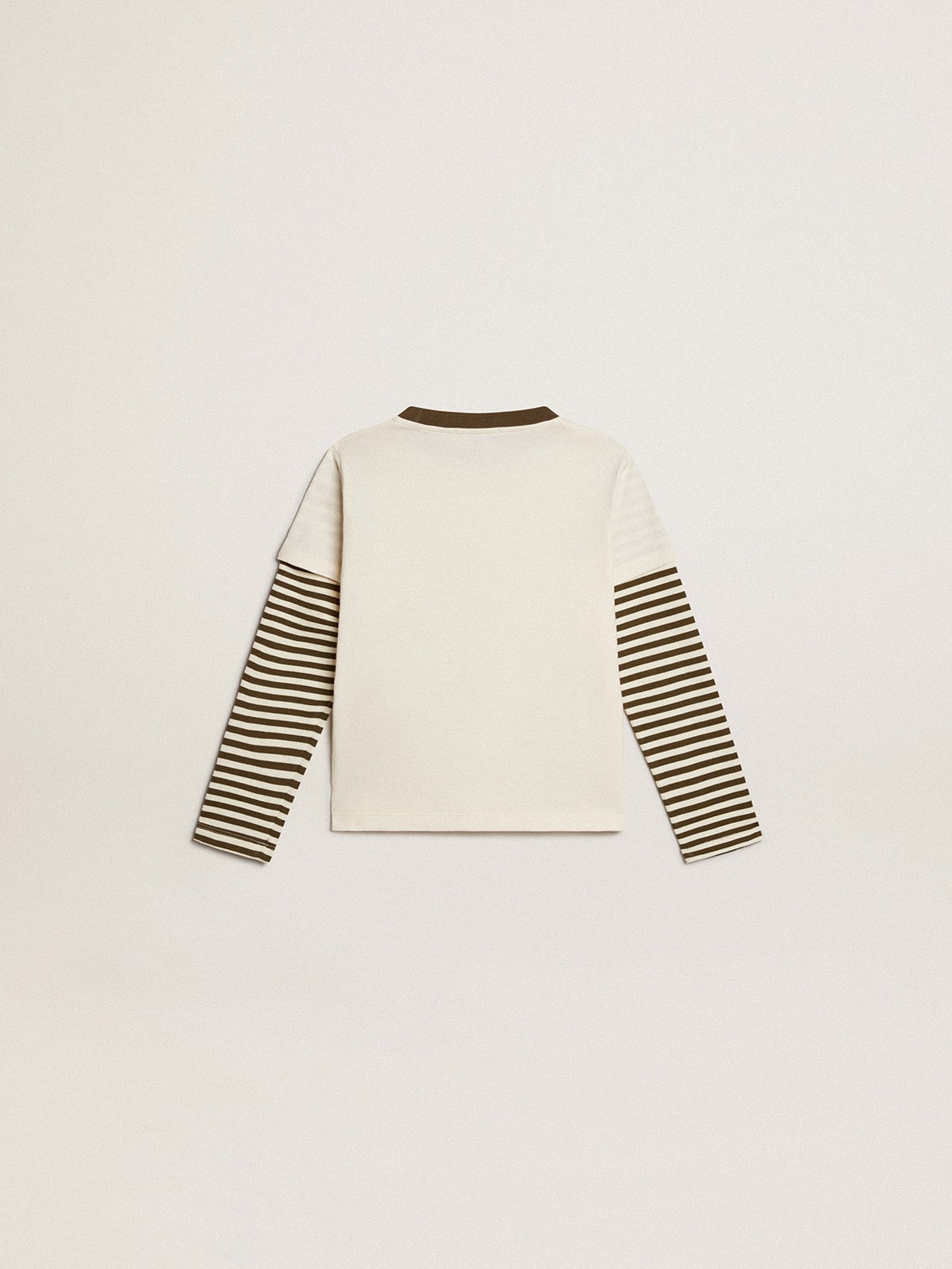 Golden Goose - T-shirt doppia manica da bambino in cotone a righe in 