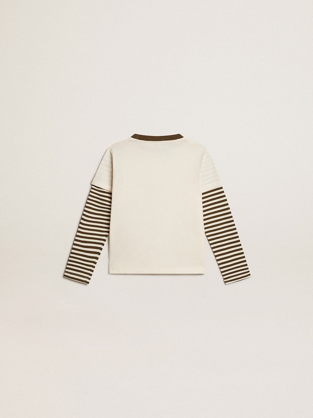 Golden Goose - Boys’ double-sleeve T-shirt in striped cotton in 