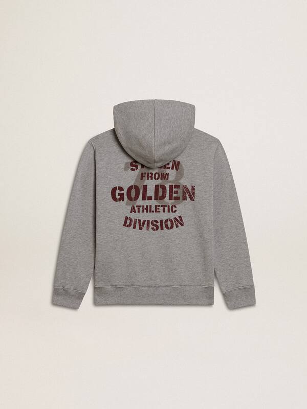 Golden Goose - Gray melange hooded sweatshirt with print on the back in 