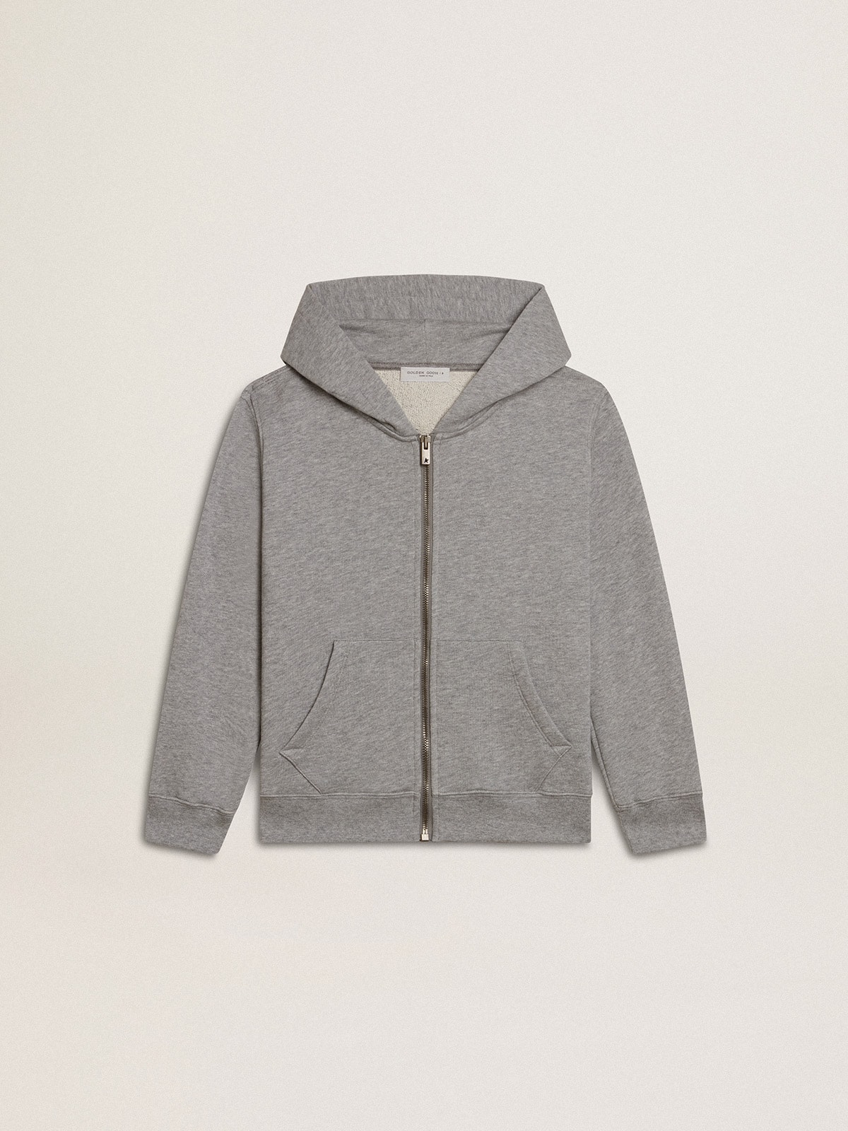 Golden Goose - Gray melange hooded sweatshirt with print on the back in 