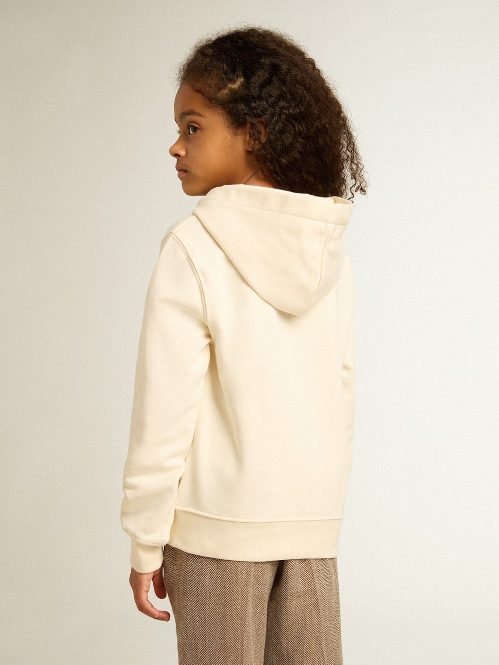 Golden Goose - Kapuzensweatshirt in Lived-in-White mit Patches  in 