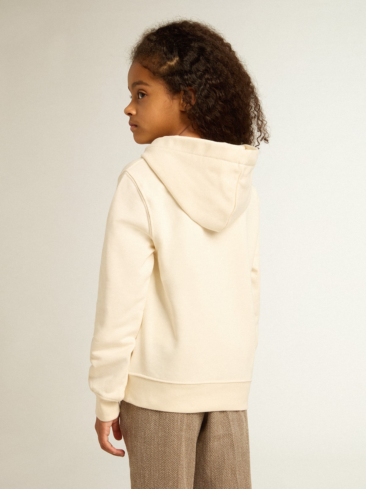 Golden Goose - Hooded sweatshirt in aged white with patches  in 