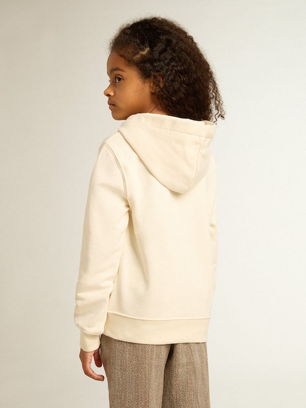 Golden Goose - Hooded sweatshirt in aged white with patches  in 