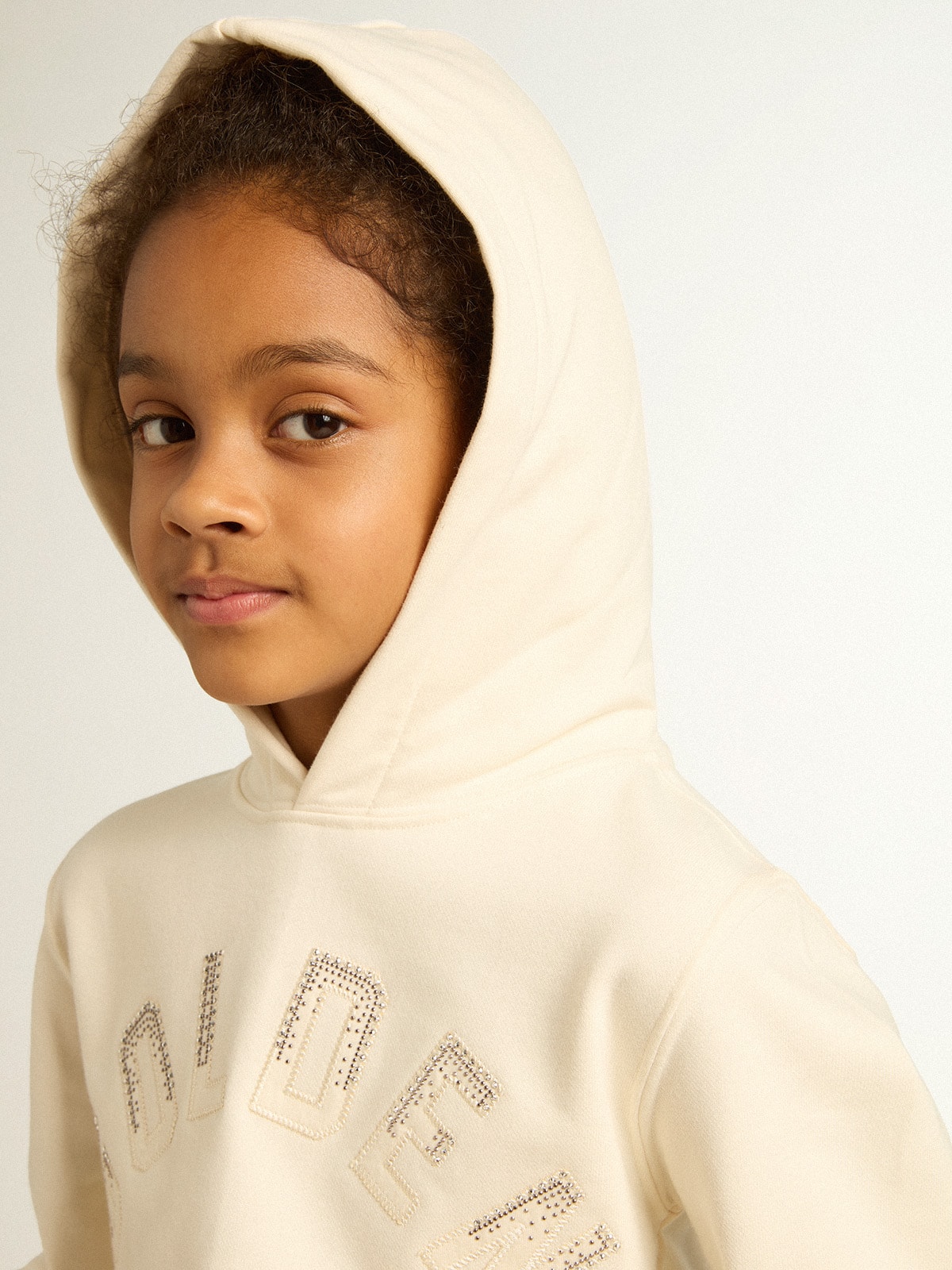 Golden Goose - Hooded sweatshirt in aged white with patches  in 