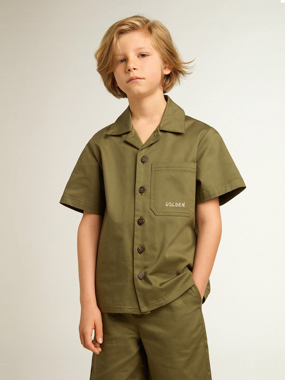 Golden Goose - Camisa verde militar infantil masculina in 